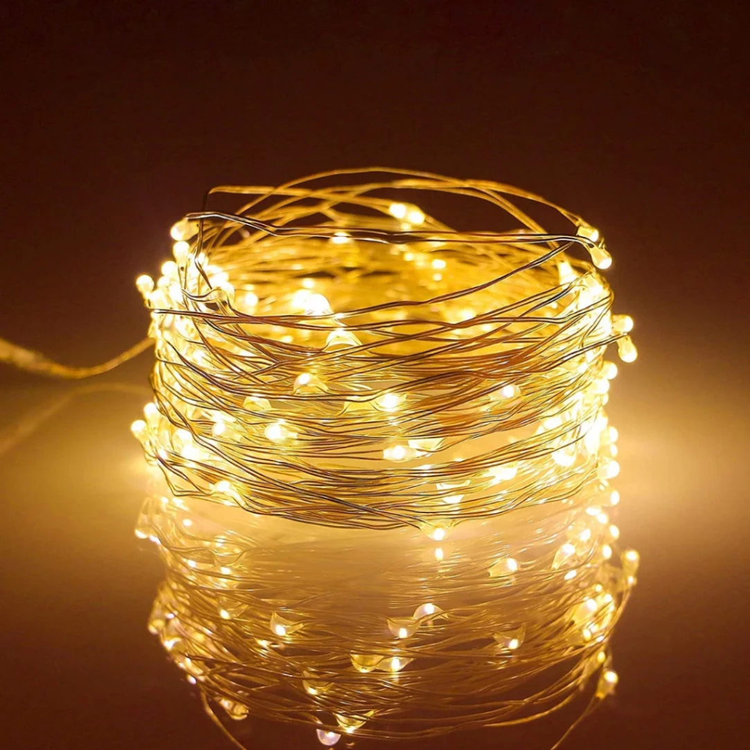 Led String Light Battery Powered Copper Wire Starry Fairy Lights, Battery Operated Lights for Bedroom, Christmas, Parties, Wedding, Centerpiece, Decoration