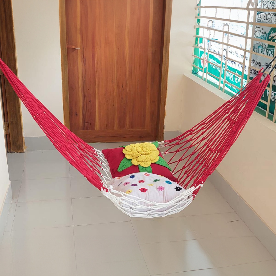 Handmade Hammock Dolna - Red & White